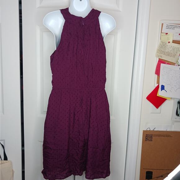 LOFT Burgundy Crossover Halter Dress NWT Sz 8 - Picture 7 of 10